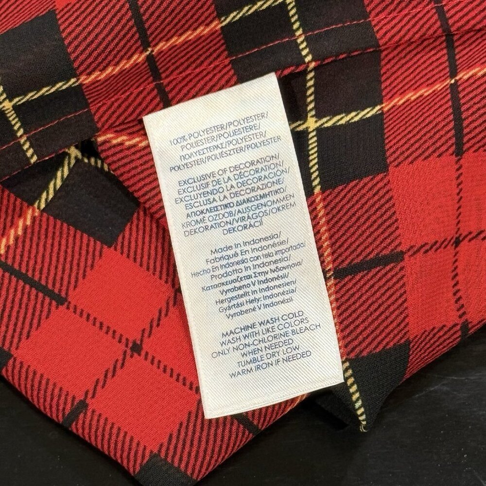 Chaps Sheer Red Plaid Button Down Womens Holiday Christmas Top Blouse Sz Medium - Picture 6 of 8